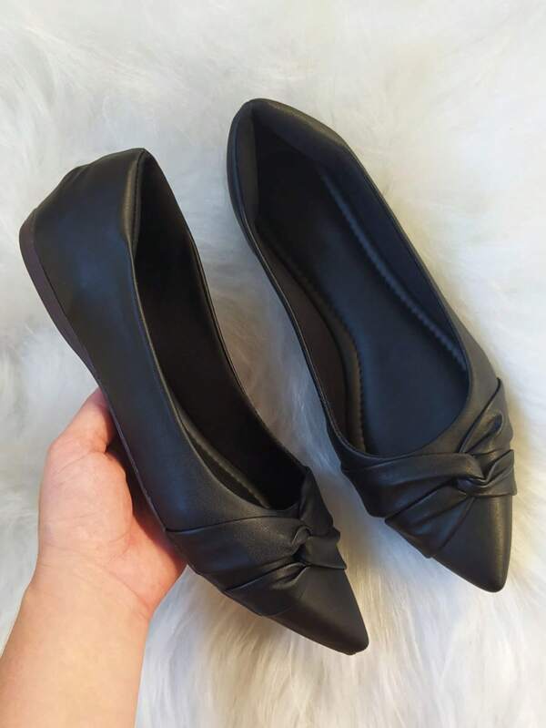 Sapatilha Feminina Bico Fino Napa De Nó Lateral Confortável sapatos feminina elegante