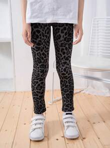 1 cặp quần legging lửng họa tiết hoa và báo xám cho bé gái thích hợp mặc hàng ngày trong mọi mùa - Nhiều màu - Xem 1