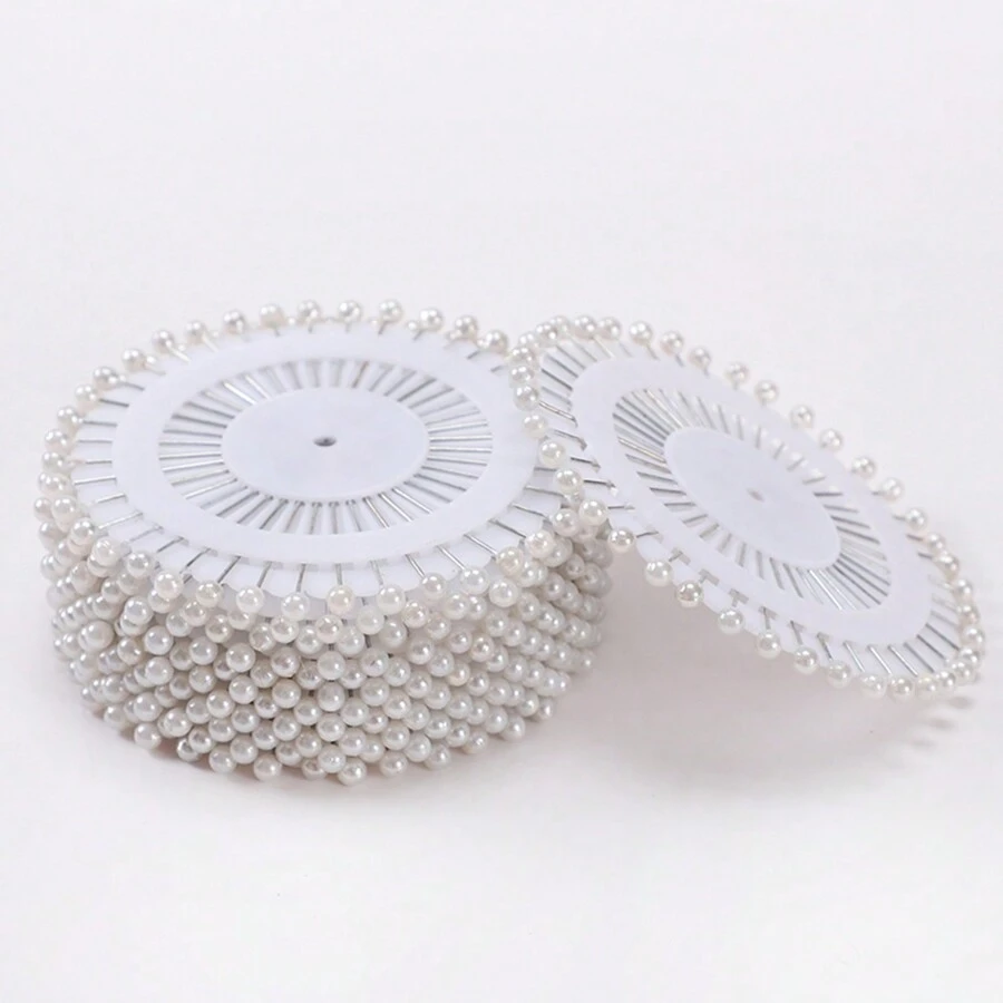 1 盒头巾固定别针简约休闲、百搭、时尚胸针 - 白色 - 查看 1