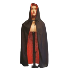 萬聖節角色扮演吸血鬼斗篷，雙面黑紅色斗篷帶兜帽作為死亡女巫服裝道具 - 黑色 - 查看 7