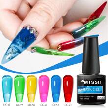 6入組7ml果凍玻璃凝膠甲油,半透明藍/粉/紅/透明/綠/黃/紫顏色,糖果色凝膠甲藝術貼士寶石led&uv凝膠甲油 - 熒光色 - 查看 5