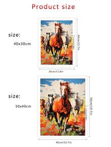 草原马艺术钻石画，全圆钻石刺绣 DIY 马赛克，客厅家居装饰墙面装饰，创意艺术品刺绣，1 套