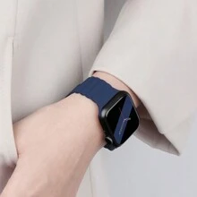 1pc Midnight Blue Soft Silicone Apple Watch Band, Compatible With Apple Watch Series Ultra/Se/10/9/8/7/6/5/4/3/2/1, Compatible With Apple Watch Bands 40mm 38mm 42mm 41mm 44mm 45mm 46mm 49mm - Midnight Blue - View 4