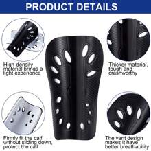 足球護腿,輕盈透氣足球脛墊足球比賽穿孔透氣保護墊-黑色 - 黑色 - 查看 4