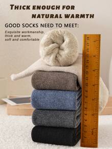 1雙男女通用超厚加絨中筒袜,防寒保暖 - 深灰色 - 查看 7