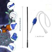 1pc Aquarium Fish Tank Cleaning Tools Kit, Fish Tank Siphon Algae Scrapers Gravel Cleaner Sand Cleaner - Blue - View 2