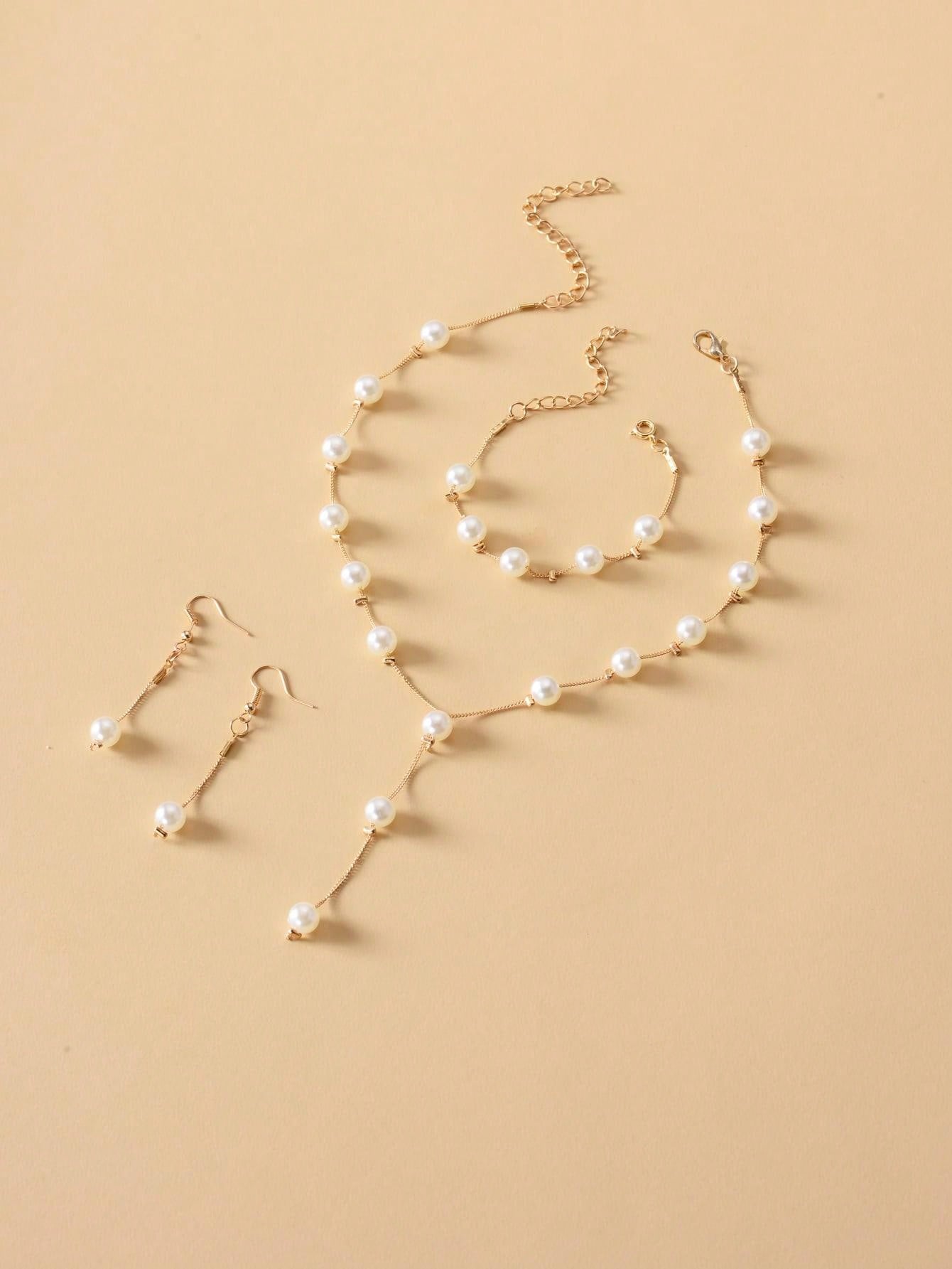 4pcs Faux Pearl Decor Jewelry Set SHEIN USA