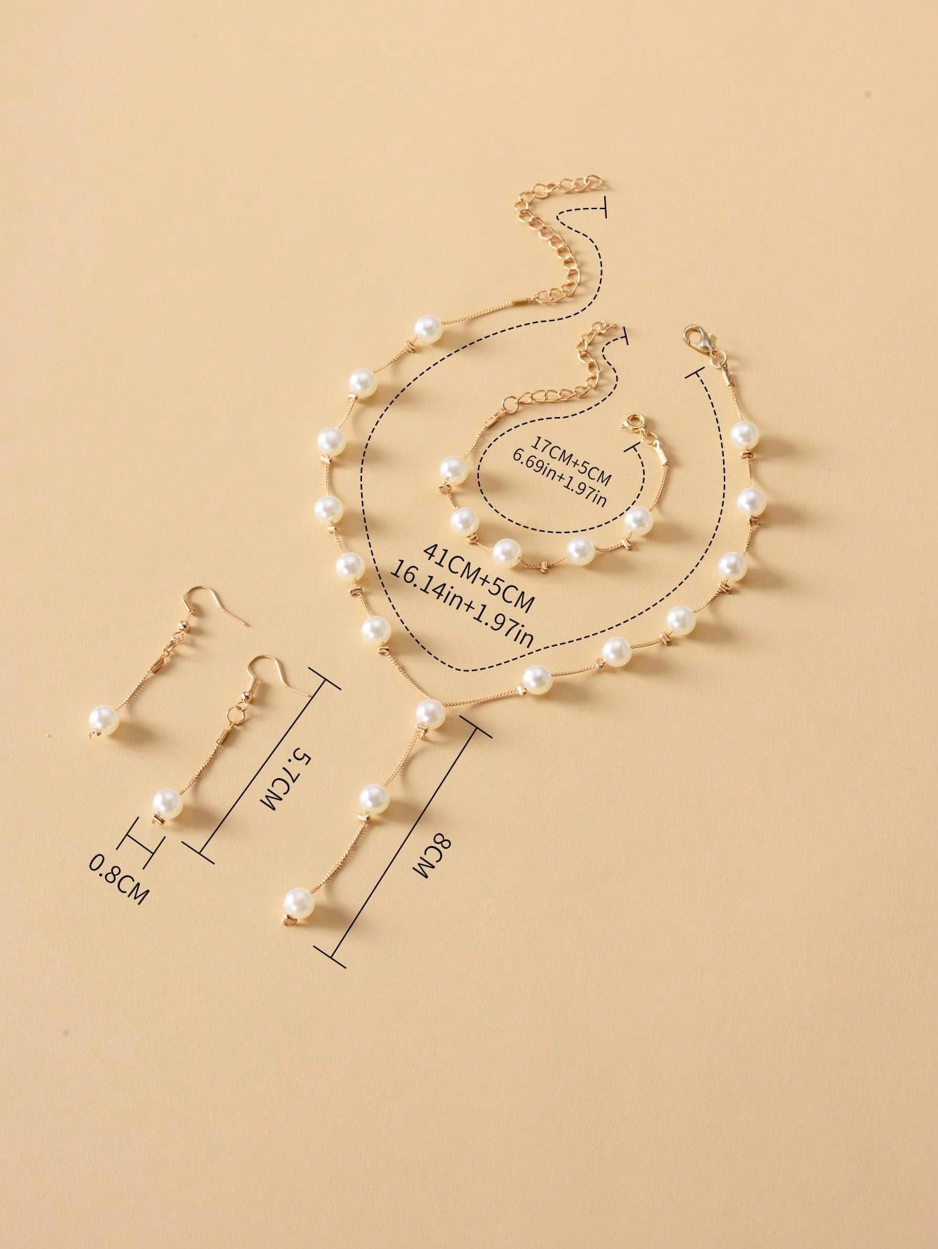 4pcs Faux Pearl Decor Jewelry Set SHEIN USA