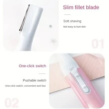 升級版眉毛修剪器,精確的女性電動剃刀,電池驅動的臉部毛髮除去器,沒有梳子感,適用於臉部、下巴、頸部、上唇,桃紅色 - 彩色 - 查看 7