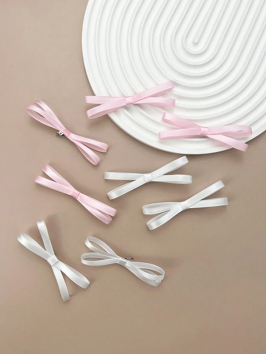8pcs Women's Multicolor Ballet Style Bow Hair Clips, Suitable For Daily Commute And Shopping - Multicolor - View 1