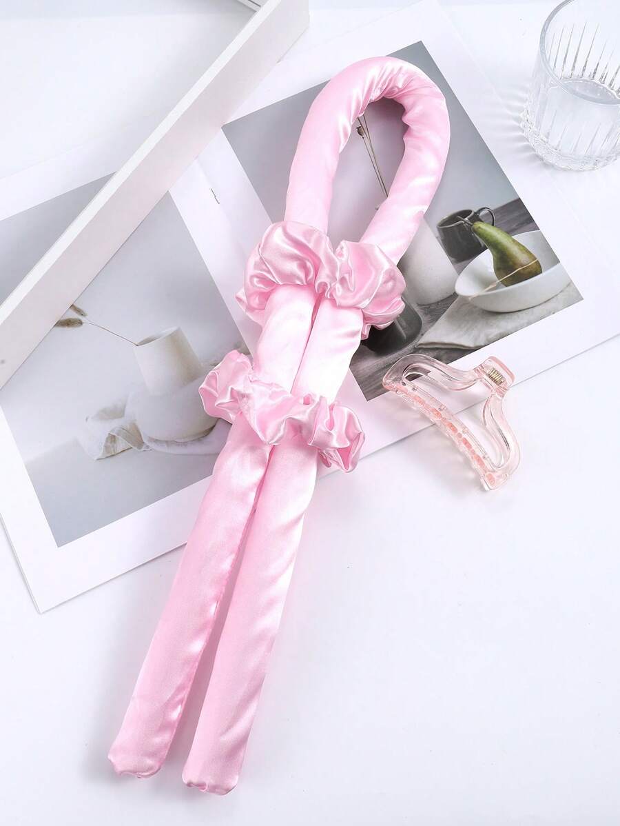 4入組人手製造無熱無傷捲髮造型套裝,附有泡沫海綿捲髮棒、髮夾和髮帶,適用於女性日常使用 - 粉色 - 查看 1