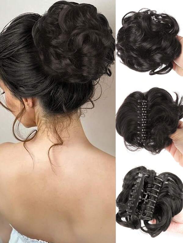 Chignon Pour Femme , Pince À Cheveux Désordonné Chignon Postiche Ondulé Bouclé Désordonné Noir Marron Chignon Clip Griffe chignon Queue De Cheval Postiches Synthétique Chignon Chouchou Pour Femme Fille