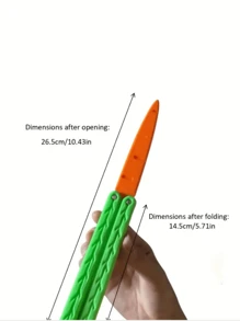 1入3d小白蘿蔔蝴蝶刀,重力胡蘿蔔蝴蝶刀,減壓推拉小玩具,無危險減壓玩具,生日禮物,派對小禮品 - 綠色 - 查看 4