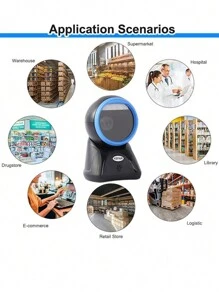 KEFAR KR-A80 High End Performance 2D Desktop Barocde Scanner USB Wired Barcode Reader Auto-Scanning Platform OmniDirectional Bar code Scanner For Retail Store Supermarket Warehouse - Blue - View 7