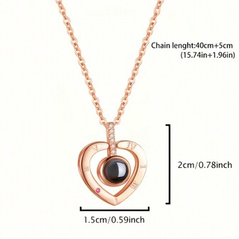 1 Piece Projection Necklace I Love You In 100 Languages Pendant Jewelry For Wife And Girlfriends Romantic And Cute Accessories Valentines,Mom,Mother,Mother's Day,Gift