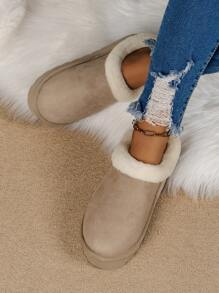 Women's Autumn/Winter High-Top Plush Slippers With Thick Soles, Reinforced Toe, Indoor/Outdoor Non-Slip And Silent, Thermal Lined For Warmth