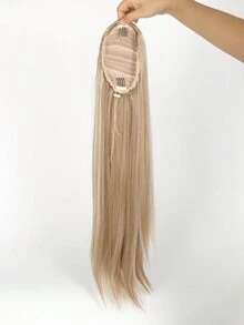 26 英寸合成长直马尾辫抽绳马尾接发夹，女士耐热假发 - 亞麻金 - 查看 7