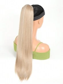 26 英寸合成长直马尾辫抽绳马尾接发夹，女士耐热假发 - 亞麻金 - 查看 4