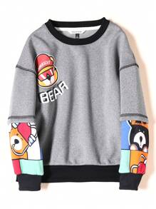 TIGER MINI Tween Girl Cool Tiger Design Fleece Sweatshirt In Grey For Autumn And Winter - Grey - View 5