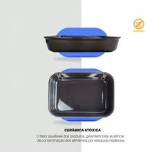 Assadeira - Travessa Cerâmica Retangular - Cinza -dolce Home - Preto - Visão 4