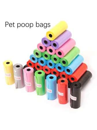 10 Rollos De Bolsas De Plástico Para Desechos De Mascotas De Colores Aleatorios