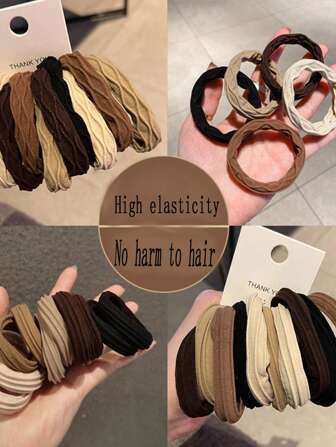 10pcs/Set Women's Simple Multicolor Hair Ties, Thick, Seamless, Elastic, Non-Damaging, Mori Style Hair Tie, Ponytail Holders Casual Bow Hair Rubber Bands Hair Rope, Hair Bobbles Hair Accessories