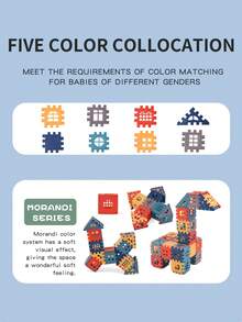 72入組兒童教育益智屋頂積木玩具套裝,混色(適合3-12歲的男孩和女孩) - 彩色 - 查看 3