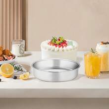 1PCS Stainless Steel Cake Mold, Kitchen Modernist Round Cake Pan, Assorted Sizes, Christmas, Silver - Silver - View 7