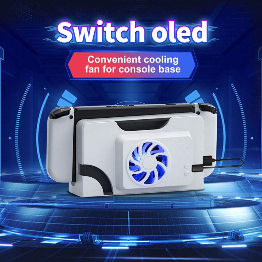 冷卻風扇與 Switch Oled 底座相容,更換冷卻系統,風扇增強型更換底座搭配 Led 燈 - 白色 - 查看 1