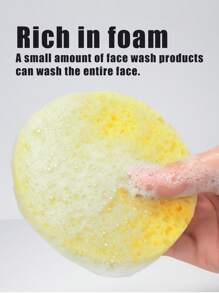 Wood pulp multi-color face wash gray round 2 + yellow oval 2 + pink round 2 - Multicolor - View 3