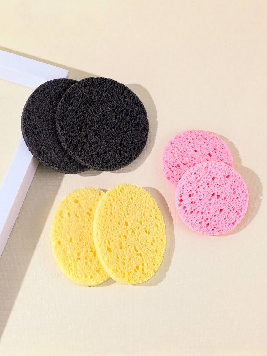 Wood pulp multi-color face wash gray round 2 + yellow oval 2 + pink round 2 - Multicolor - View 1