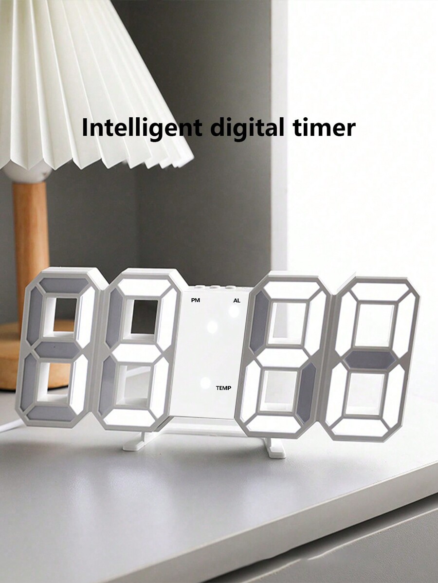 Smart 3d Digital Clock Alarm Clock, Wall Mounted Led Electronic Clock