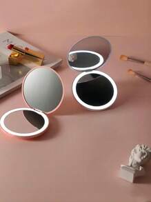 1 件高清便攜式迷你發光 Led 化妝鏡 - 旅行化妝鏡,發光折疊鏡 送給女士和女孩的完美禮物,便攜式折疊化妝鏡（粉紅色和白色） - 彩色 - 查看 2