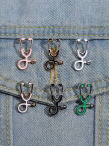 6 cái Bác sĩ Y tá Mini Ống nghe Trâm cài Pins Jackets áo Cổ áo tây Kim băng Cái túi Nút Vòng cổ Huy hiệu Món quà Y khoa Đồ trang sức - Nhiều màu - Xem 1
