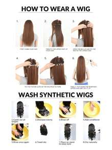 32英寸特長直瀏海合成金髮條片,夾在擴展頭髮上的假頭髮片 - 米色 - 查看 7