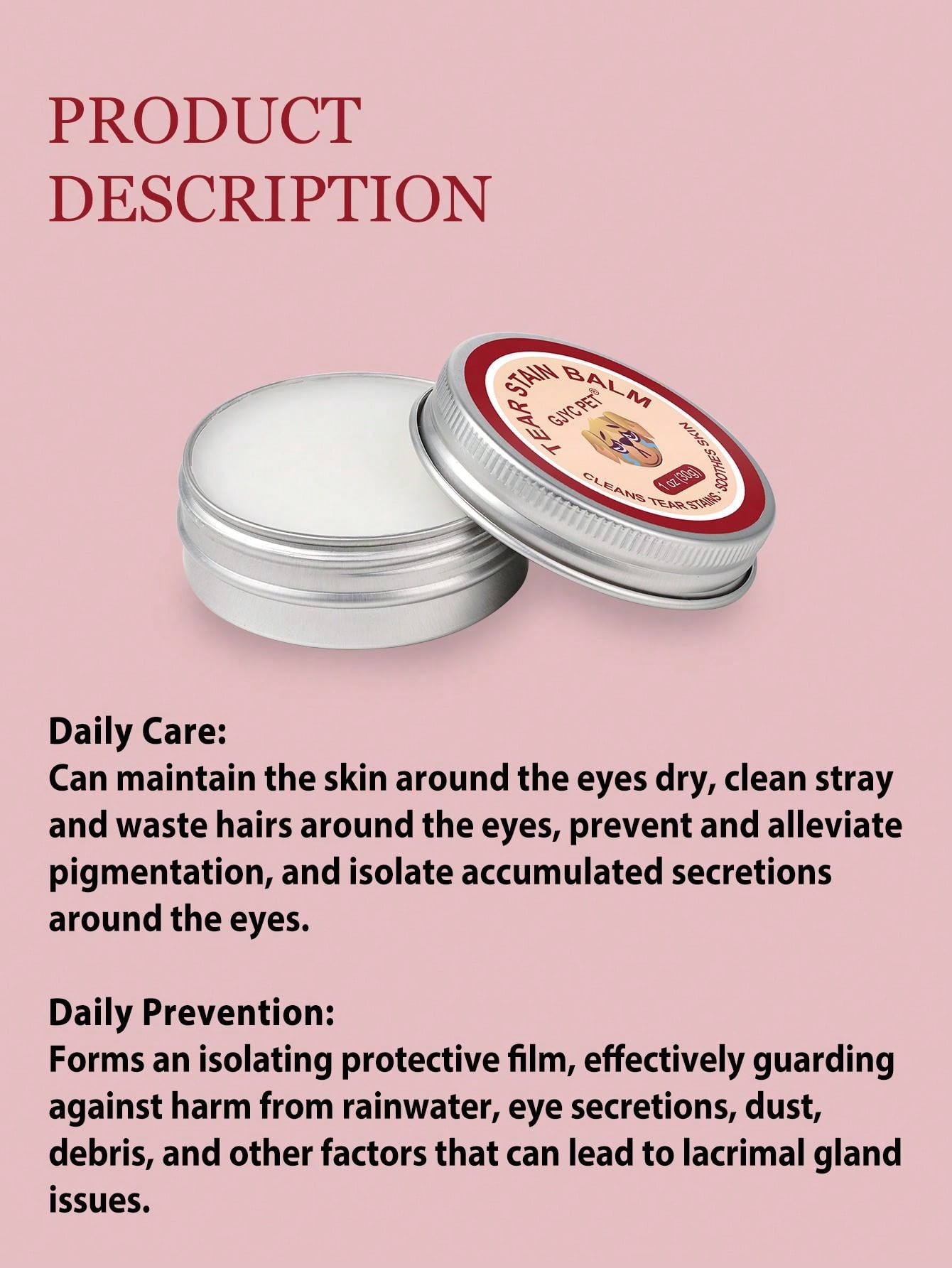 Pet Tear Stain Balm - Tear Stain Remover For Dogs And Cats, Gently ...