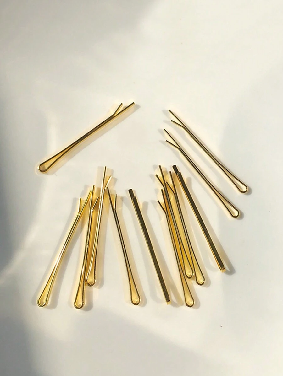 10件套女士金色复古风发饰，百搭简约金属鳄鱼夹，适用于侧分发型、刘海等各种发型，优雅休闲风，金色头饰，发夹，发卡，学生用品，发卡，发卡 - 金色 - 查看 1