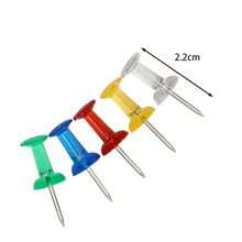 1盒/100入透明顏色塑料圖釘,用於信息板、藝術品展示、軟木和牆面 - 彩色 - 查看 7