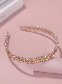 1件装女孩时尚水钻链条发箍，优雅百搭 - 金色 - 查看 1