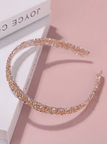 1件装女孩时尚水钻链条发箍，优雅百搭 - 金色 - 查看 3