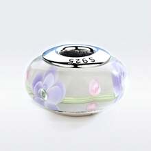 WOSTU 9 種不同款式 925 純銀歐洲穆拉諾玻璃珠適合手鍊項鍊 Diy 首飾 1 件 - 銀色 - 查看 8