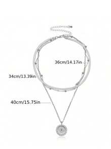 1 件流行歐美風格簡約獨特設計多層蓮花吊墜項鍊,適合女性日常佩戴 - 金色 - 查看 3