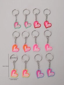 12入組愛心造型情侶鑰匙扣，適用於派對、節日禮物或作為小禮品 - 彩色 - 查看 3