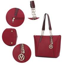 MKF Collection Ximena 2Pcs Vegan Leather Womens Tote Bag Lightweight Shoulder Handbag With Wristlet Wallet, Simple Work Bag