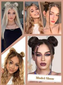 Bun Hairpieces Hair Extension With Clip in Scrunchies Extension Curly Wavy Synthetic Bun Wig Claw in Tousled Updo for Women Hair Pieces 101 - Gold - View 8