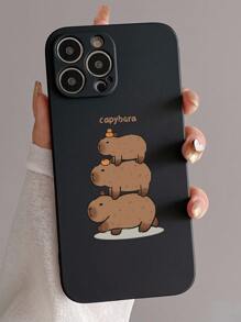 Apple 趣味手机壳（1pc）配三只水豚和橙色图案 - 彩色 - 查看 1