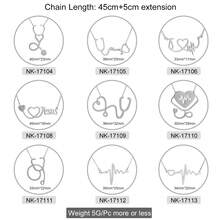 1件女性醫用聽診器項鍊,不銹鋼心跳鏈條鍊,銀色,金色情感心形吊墜頸鍊,護士、醫生日常配飾