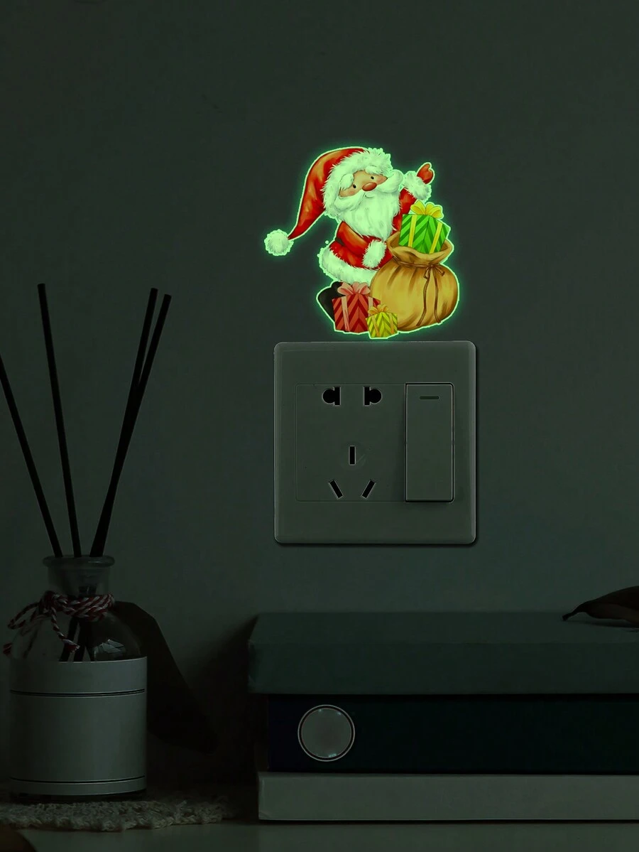 A Luminous Santa Claus Gift Luminous Sticker Switch Sticker Christmas Home Decoration Wall Sticker - Multicolor - View 1
