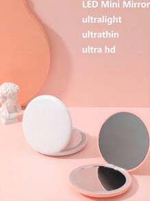 1 件高清便攜式迷你發光 Led 化妝鏡 - 旅行化妝鏡,發光折疊鏡 送給女士和女孩的完美禮物,便攜式折疊化妝鏡（粉紅色和白色） - 彩色 - 查看 3