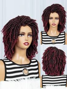 Machine Weaved Curly Afro Gradual Dark Brown Synthetic Hair Cap - Ombre - View 1
